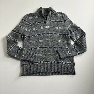 American Eagle‎ Men’s Gray Aztec Sweater Size Medium Mock Neck Athletic Fit